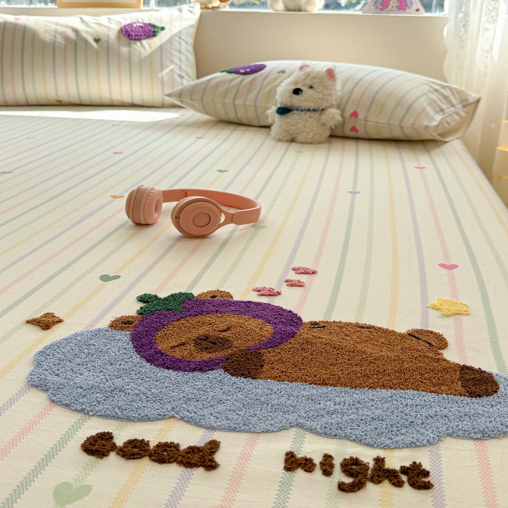 91家纺网 家纺一手货源 找家纺 慕尚家纺 2025新款全棉磨毛毛巾绣单床单 床单单件 茄来