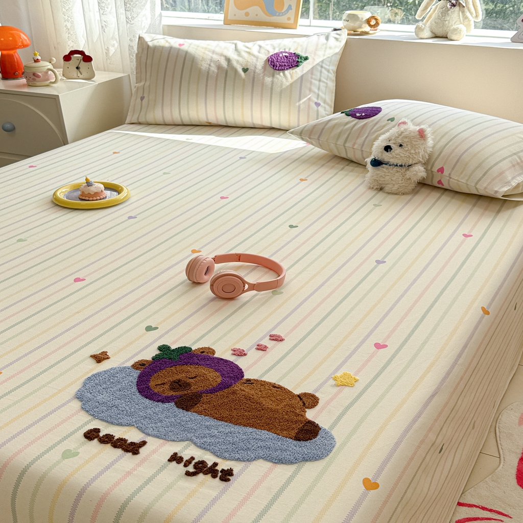 91家纺网 家纺一手货源 找家纺 慕尚家纺 2025新款全棉磨毛毛巾绣单床单 床单单件 茄来