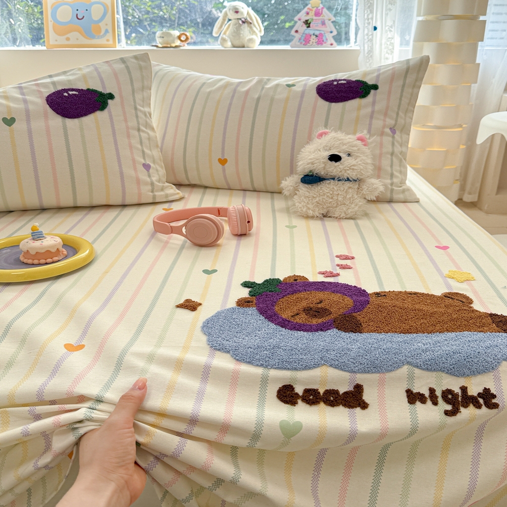 91家纺网 家纺一手货源 找家纺 慕尚家纺 2025新款全棉磨毛毛巾绣单床单 床单单件 茄来