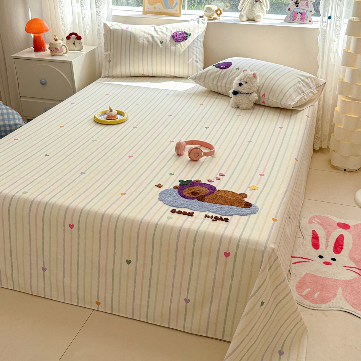 91家纺网 家纺一手货源 找家纺 慕尚家纺 2025新款全棉磨毛毛巾绣单床单 床单单件 茄来