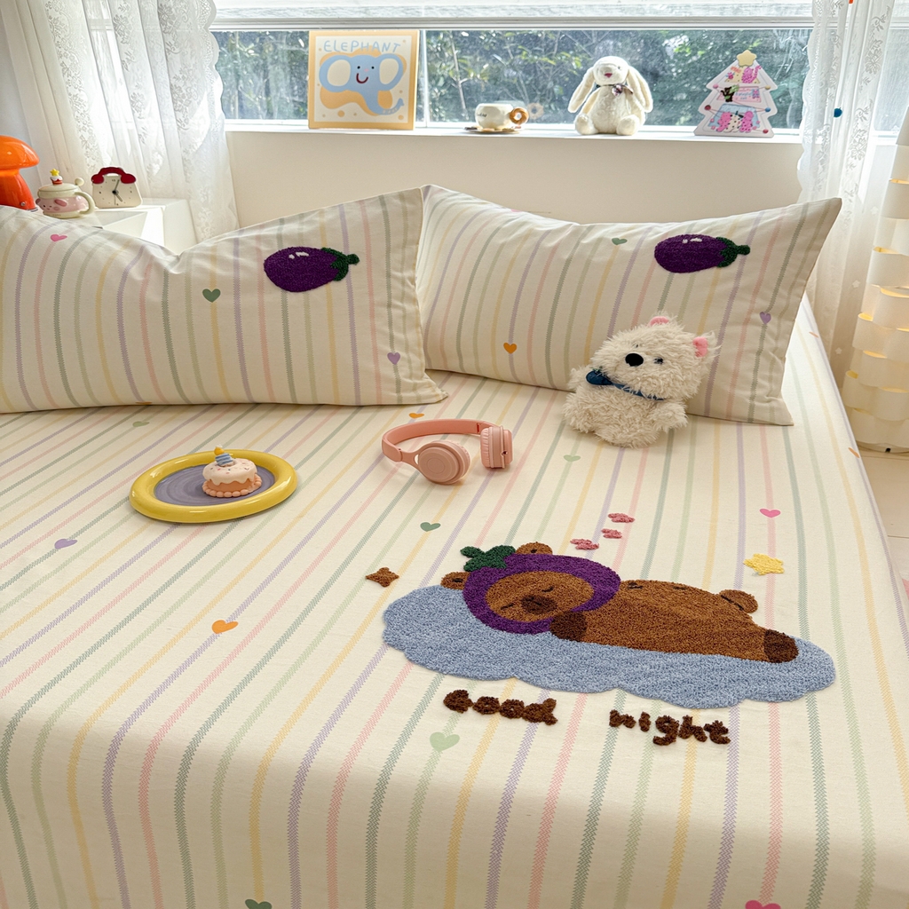 91家纺网 家纺一手货源 找家纺 慕尚家纺 2025新款全棉磨毛毛巾绣单床单 床单单件 茄来