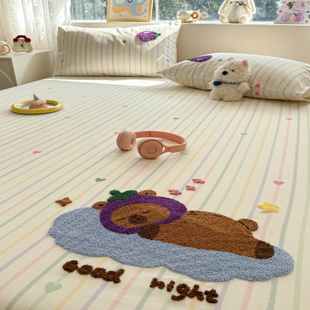 91家纺网 家纺一手货源 找家纺 慕尚家纺 2025新款全棉磨毛毛巾绣单床单 床单单件 茄来