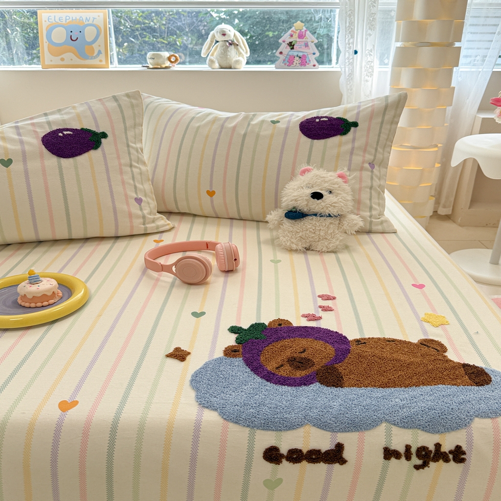 91家纺网 家纺一手货源 找家纺 慕尚家纺 2025新款全棉磨毛毛巾绣单床单 床单单件 茄来