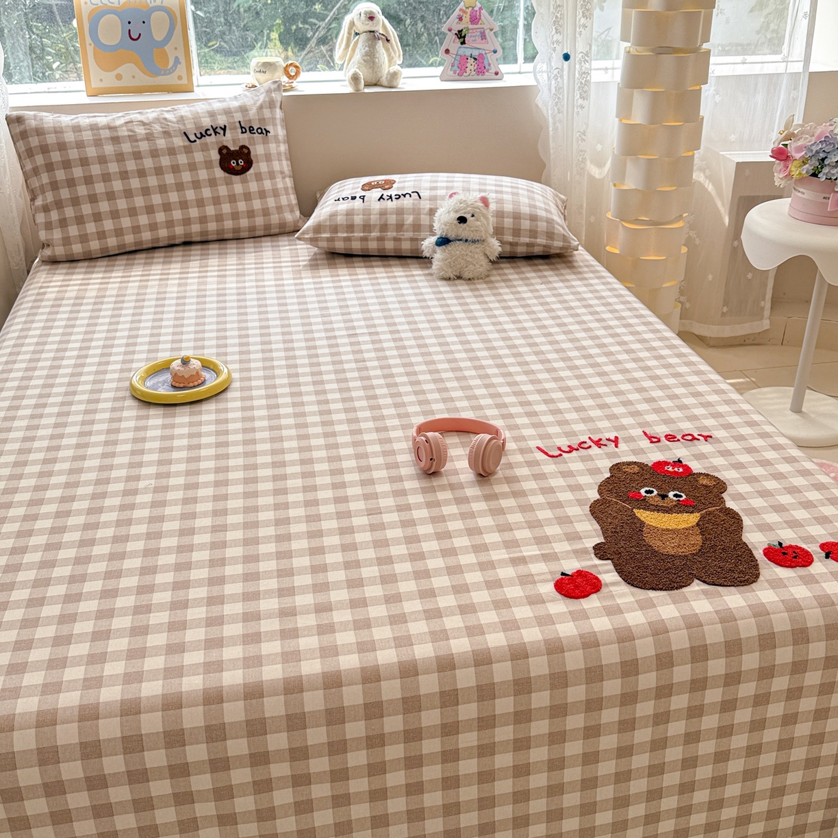 91家纺网 家纺一手货源 找家纺 慕尚家纺 2025新款全棉磨毛毛巾绣单床单 床单单件 熊熊满满