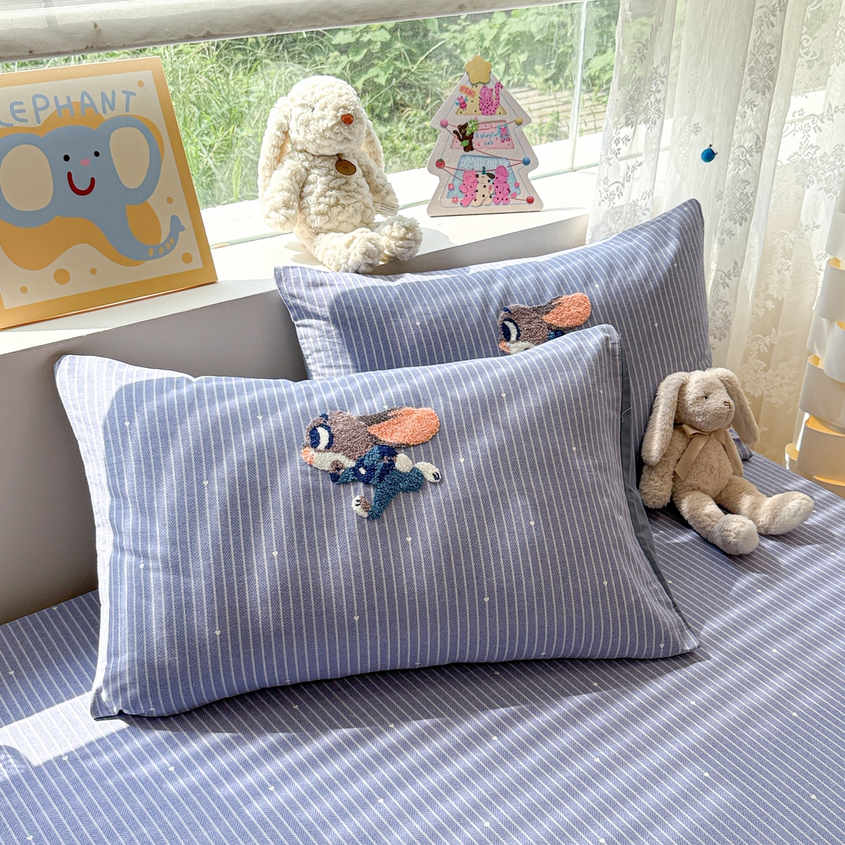 91家纺网 家纺一手货源 找家纺 慕尚家纺 2025新款全棉磨毛毛巾绣单床单 床单单件 字母兔