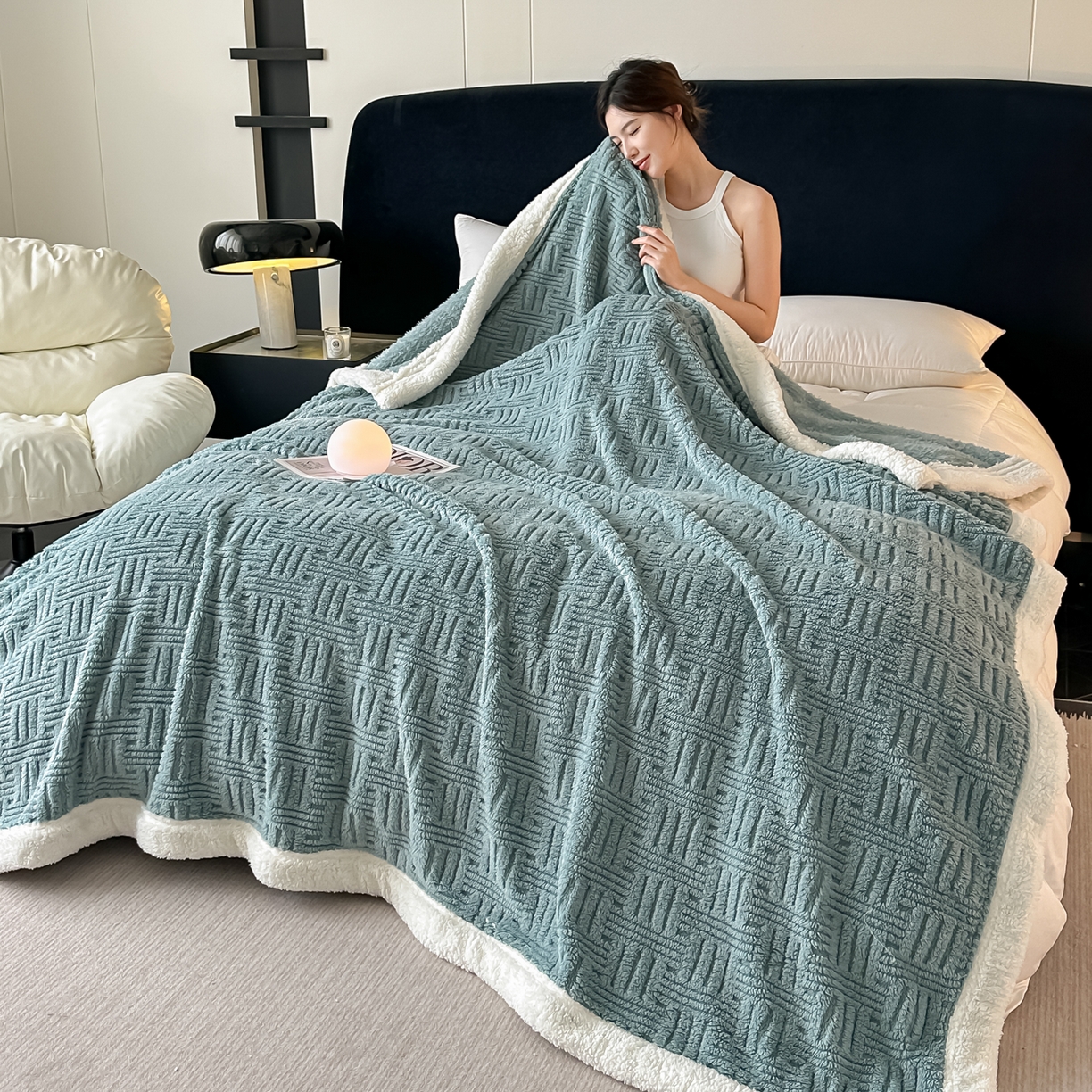 91家纺网 家纺一手货源 找家纺 （总）永耀家纺 2025新款横竖格单层双面绒毛毯