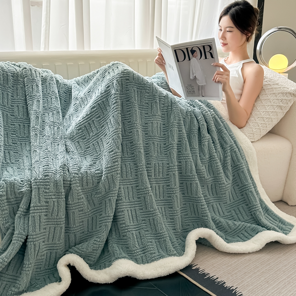 91家纺网 家纺一手货源 找家纺 （总）永耀家纺 2025新款横竖格单层双面绒毛毯