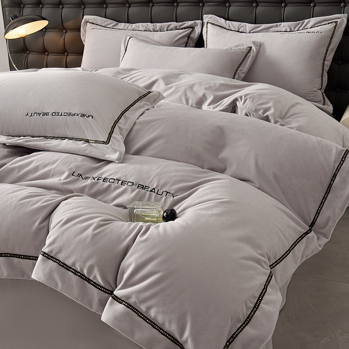 91家纺网 家纺一手货源 找家纺 （总）米奈家居 2025新款宝宝绒压线织带四件套-法拉