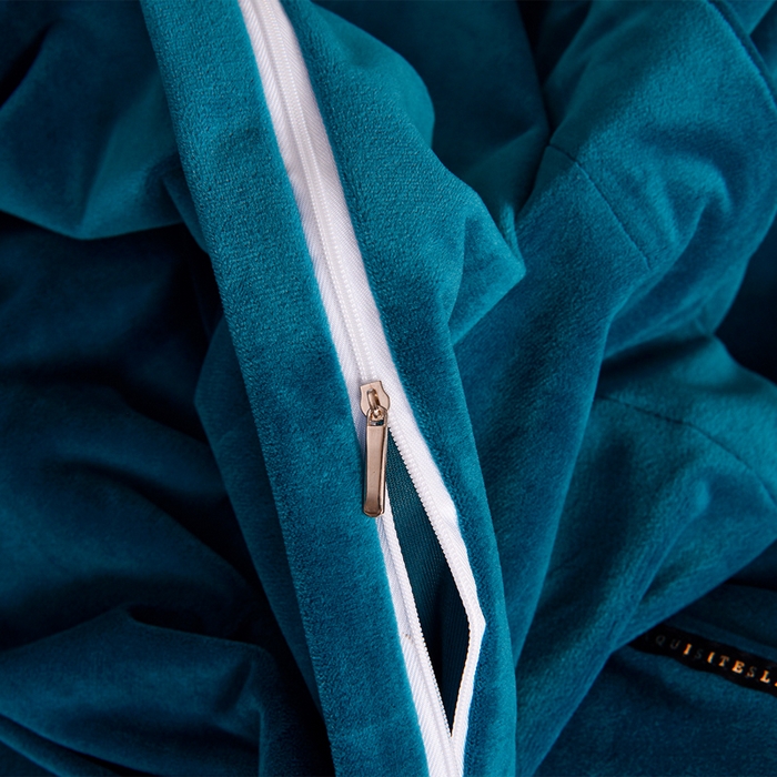 91家纺网 家纺一手货源 找家纺 米奈家居 2025新款宝宝绒压线织带四件套-法拉 法拉-深海蓝