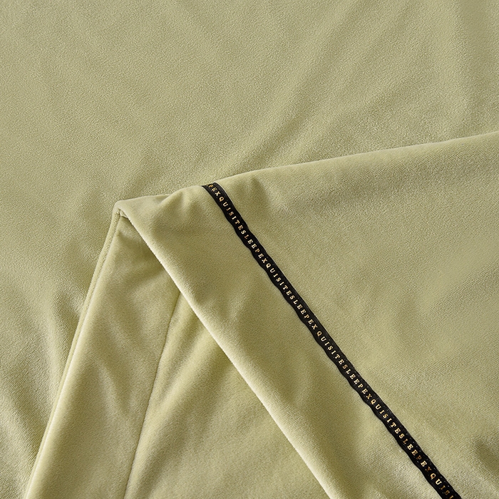 91家纺网 家纺一手货源 找家纺 米奈家居 2025新款宝宝绒压线织带四件套-法拉 法拉-元气绿