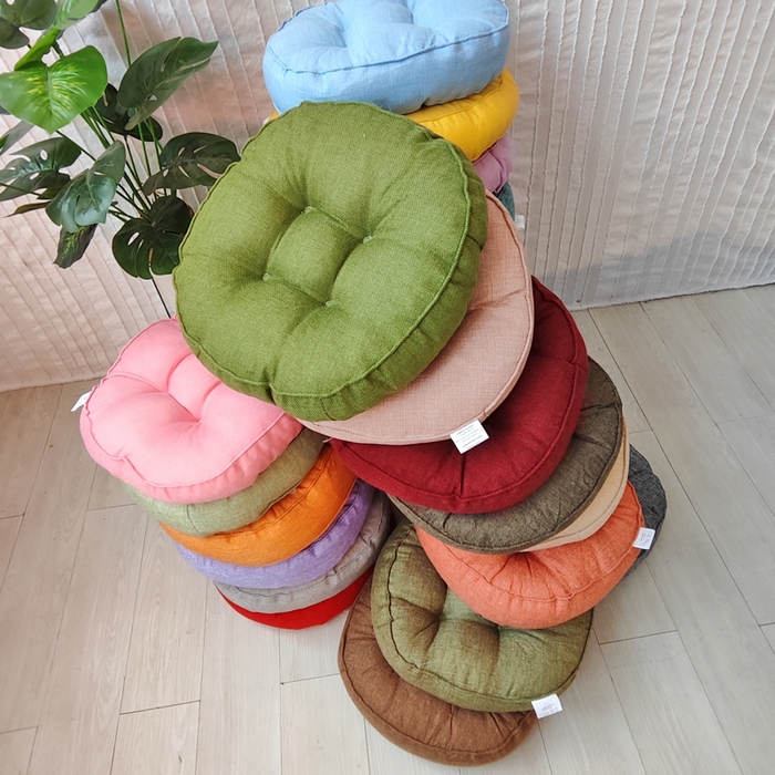 91家纺网 家纺一手货源 找家纺 （总）李帅家居 2025新款加厚透气舒适圆形立体亚麻坐垫