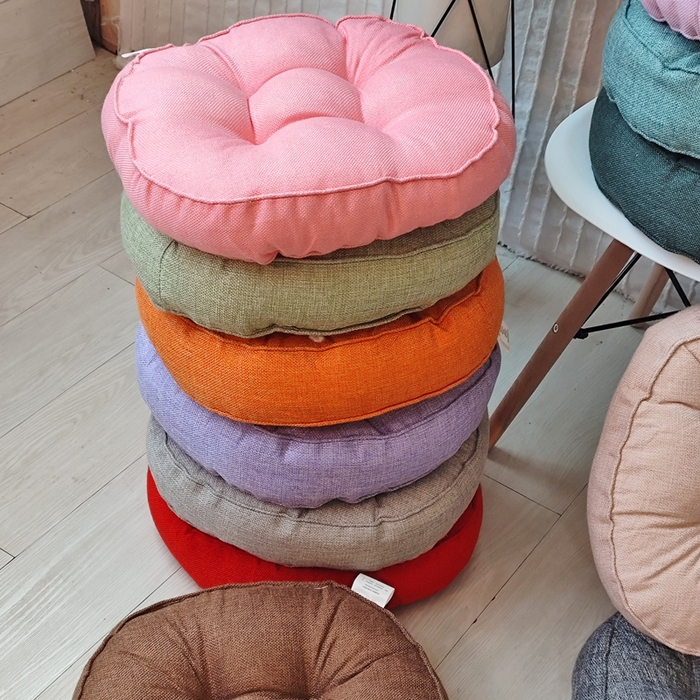 91家纺网 家纺一手货源 找家纺 （总）李帅家居 2025新款加厚透气舒适圆形立体亚麻坐垫