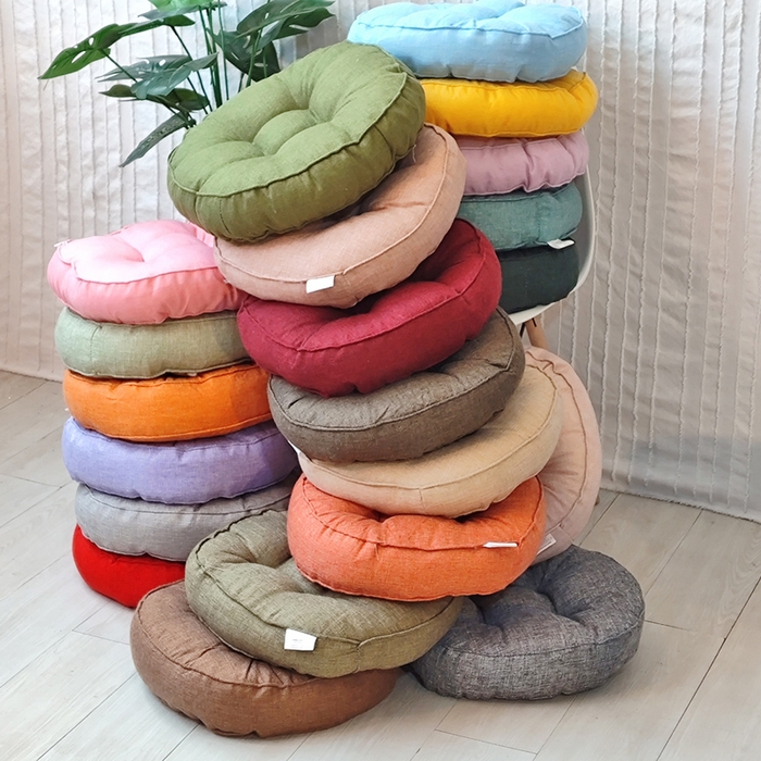 91家纺网 家纺一手货源 找家纺 （总）李帅家居 2025新款加厚透气舒适圆形立体亚麻坐垫