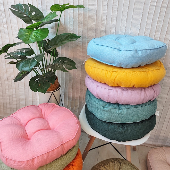 91家纺网 家纺一手货源 找家纺 （总）李帅家居 2025新款加厚透气舒适圆形立体亚麻坐垫