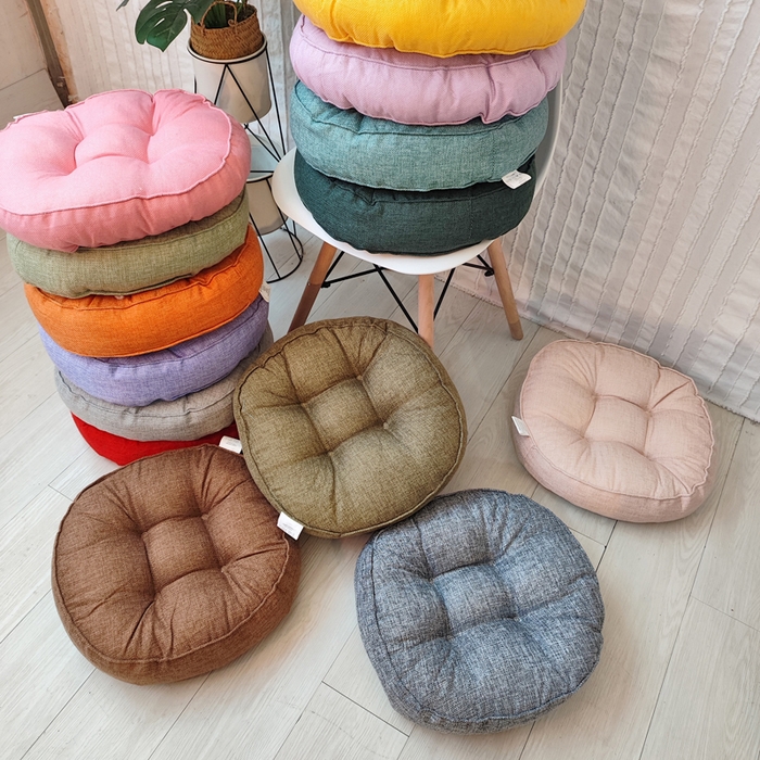 91家纺网 家纺一手货源 找家纺 （总）李帅家居 2025新款加厚透气舒适圆形立体亚麻坐垫