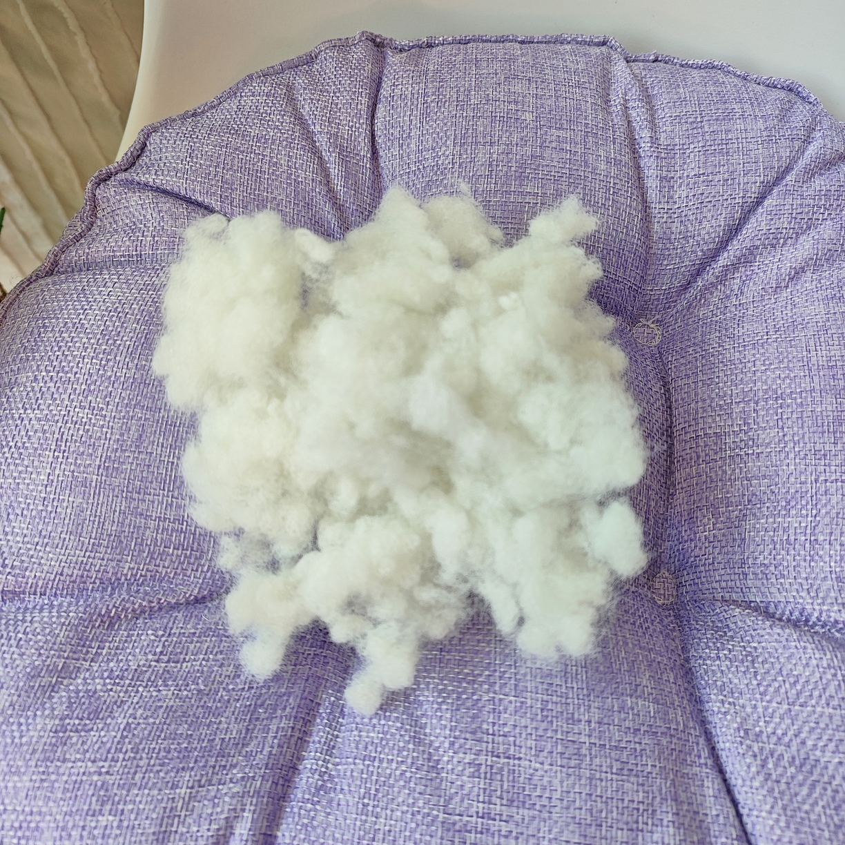 91家纺网 家纺一手货源 找家纺 李帅家居 2025新款加厚透气舒适圆形立体亚麻坐垫 圆形立体魅紫