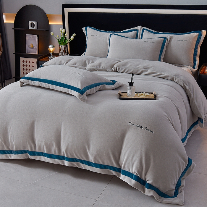 91家纺网 家纺一手货源 找家纺 （总）米奈家居 2025新款宝宝绒撞色拼角四件套-罗兰