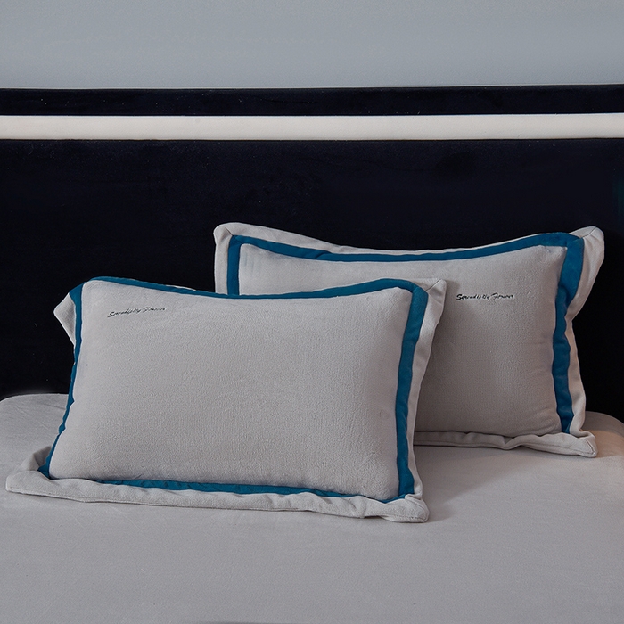 91家纺网 家纺一手货源 找家纺 米奈家居 2025新款宝宝绒撞色拼角四件套-罗兰 高级灰