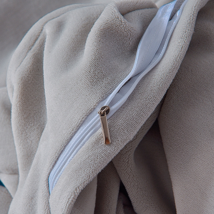 91家纺网 家纺一手货源 找家纺 米奈家居 2025新款宝宝绒撞色拼角四件套-罗兰 高级灰