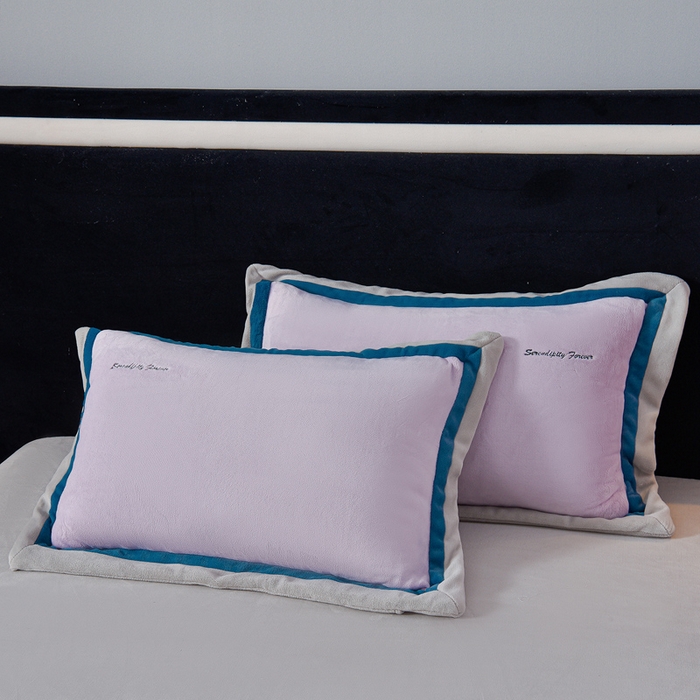 91家纺网 家纺一手货源 找家纺 米奈家居 2025新款宝宝绒撞色拼角四件套-罗兰 香芋紫