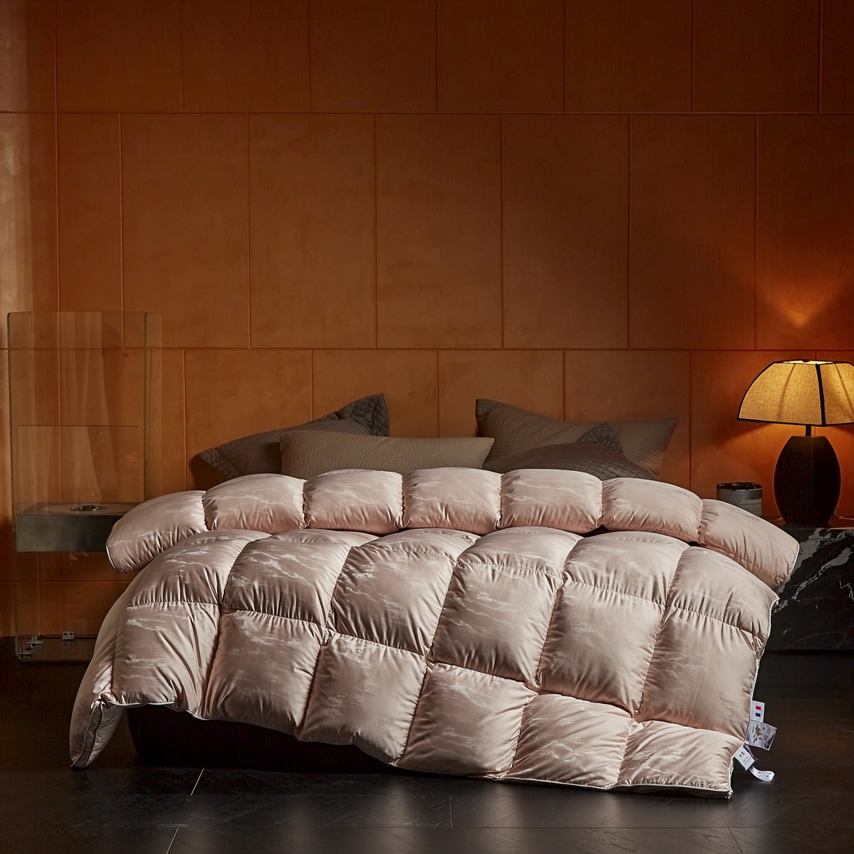 暖羽屋羽绒馆 2025新款峰峦莫代尔鹅绒丝被芯 羽绒被子 双人羽毛被子 两米加厚冬被 春秋被 峰峦  玫瑰金