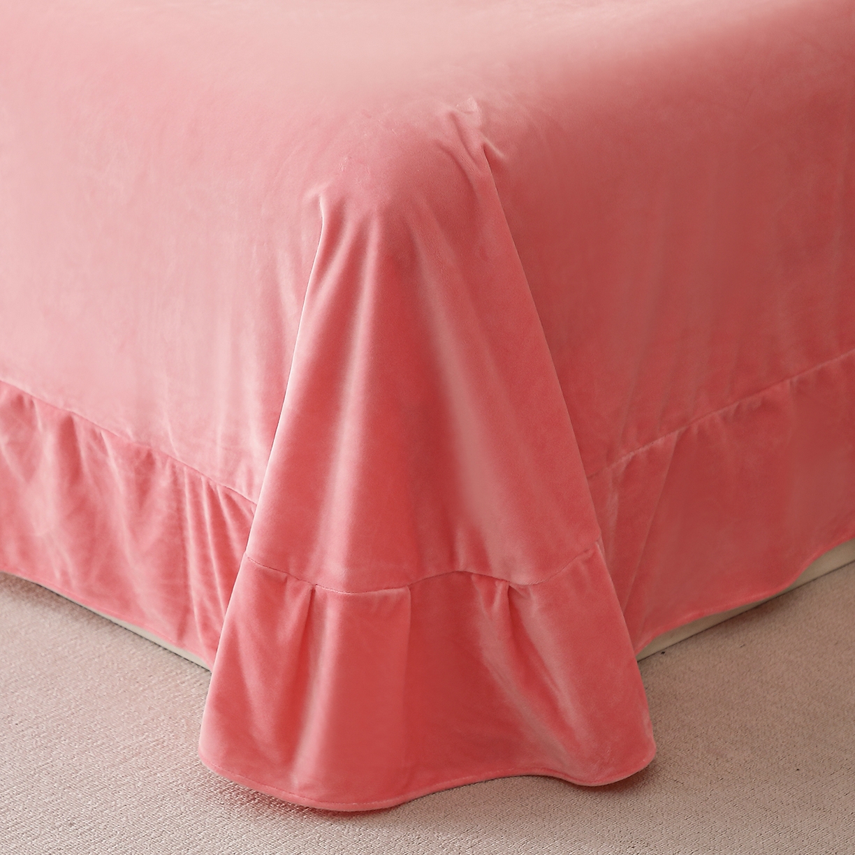 91家纺网 家纺一手货源 找家纺 晶缦家纺 2025新款高克重全消光蚕丝绒刺绣花四件套 初羡-粉玉