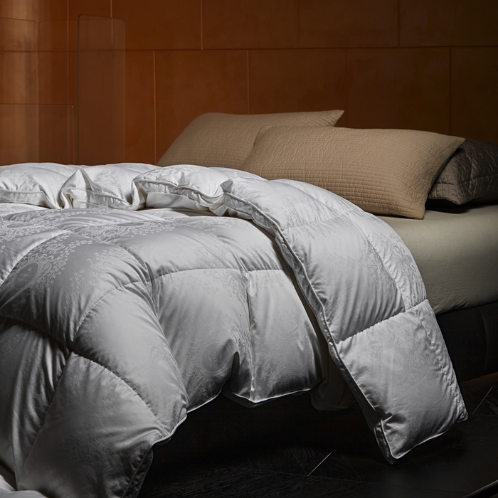 91家纺网 家纺一手货源 找家纺 （总）暖羽屋羽绒馆 2025新款鹅绒丝被芯 盛世典雅羽绒被子 双人羽毛被 2米婚庆春秋被芯