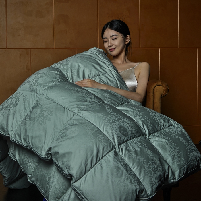 91家纺网 家纺一手货源 找家纺 暖羽屋羽绒馆 2025新款鹅绒丝被芯 盛世典雅羽绒被子 双人羽毛被 2米婚庆春秋被芯 盛世典雅 蓝