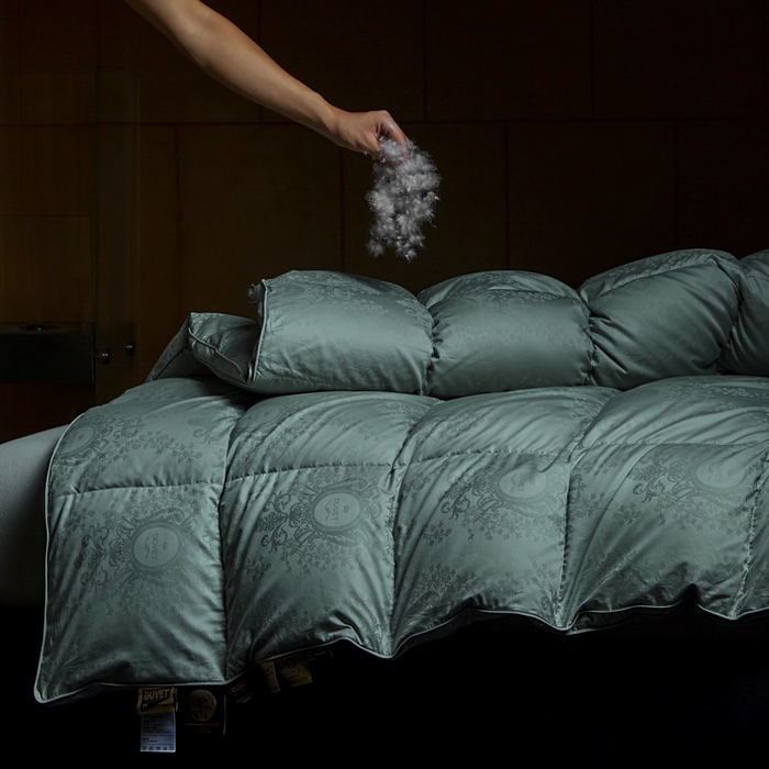 91家纺网 家纺一手货源 找家纺 暖羽屋羽绒馆 2025新款鹅绒丝被芯 盛世典雅羽绒被子 双人羽毛被 2米婚庆春秋被芯 盛世典雅 蓝