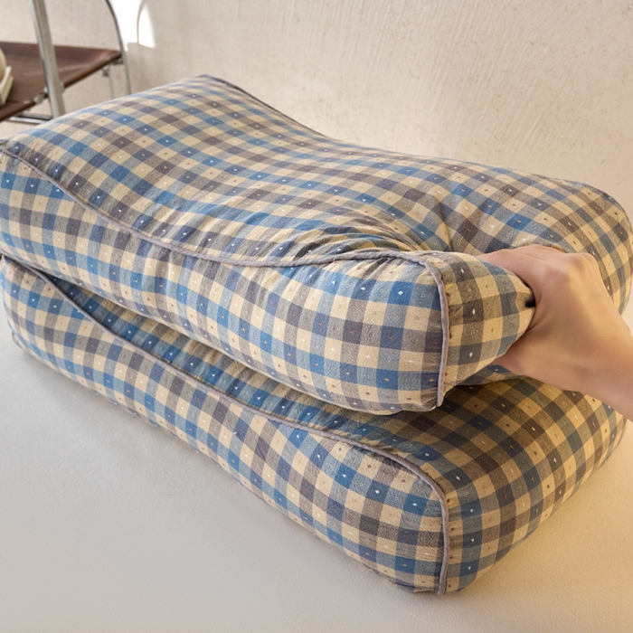 91家纺网 家纺一手货源 找家纺 （总）明星枕业 2025新款全棉水洗棉提花荞麦枕头颈椎枕成人护颈助眠枕单人枕芯内胆可拆洗