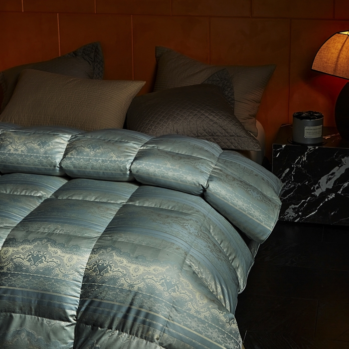 91家纺网 家纺一手货源 找家纺 暖羽屋羽绒馆 2025新款鹅绒丝被芯 时空春秋被冬被 羽毛被子 羽绒被2米双人加厚秋冬被 时空 蓝