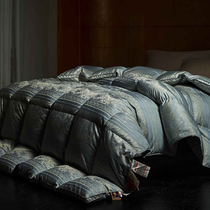 91家纺网 家纺一手货源 找家纺 暖羽屋羽绒馆 2025新款鹅绒丝被芯 时空春秋被冬被 羽毛被子 羽绒被2米双人加厚秋冬被 时空 蓝