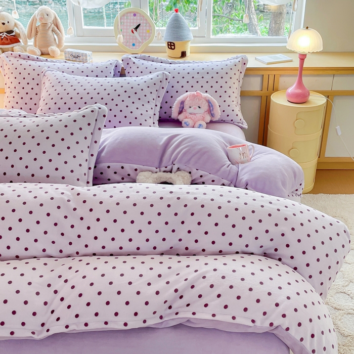 91家纺网 家纺一手货源 找家纺 一比一  2025新款双面牛奶绒四件套 紫啵啵