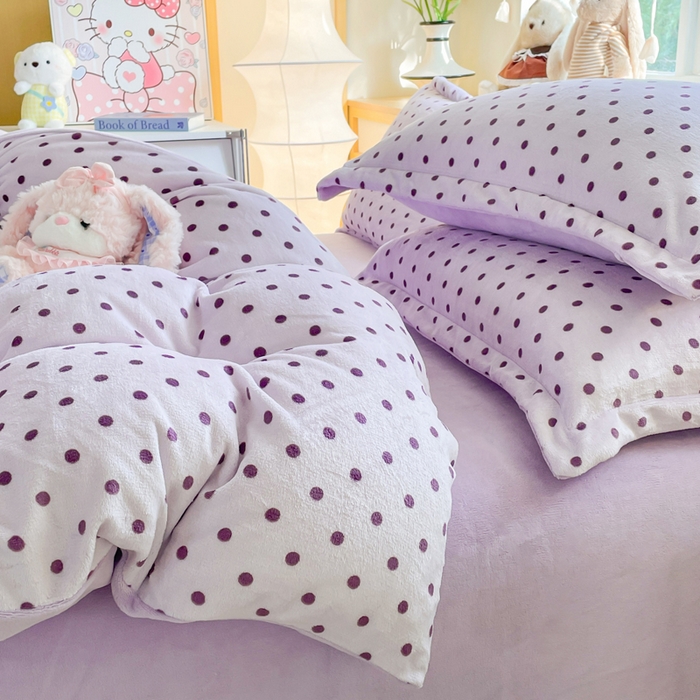 91家纺网 家纺一手货源 找家纺 一比一  2025新款双面牛奶绒四件套 紫啵啵