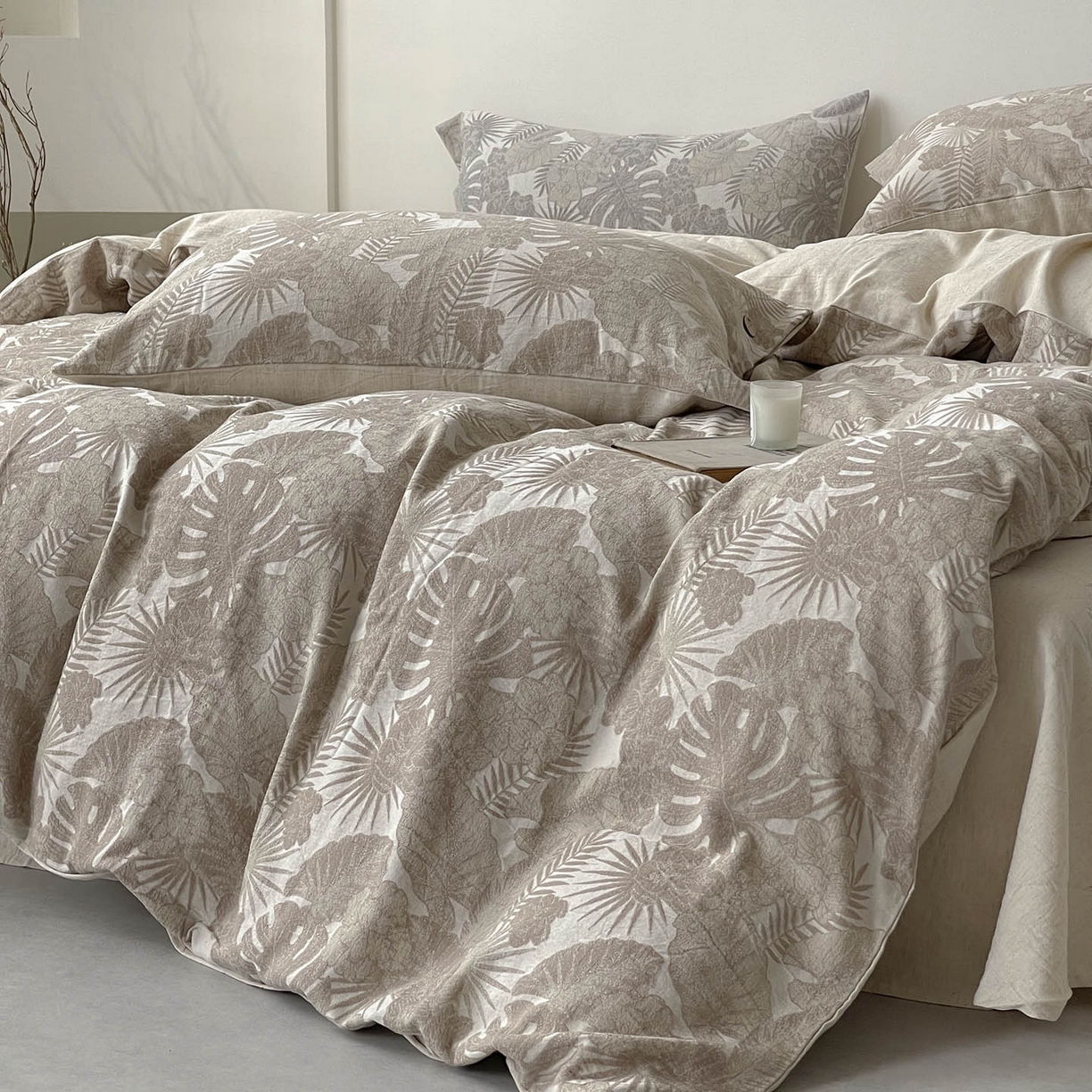 91家纺网 家纺一手货源 找家纺 （总） 2025新款秋冬新款色织提花棉麻四件套纯棉全棉复古风素色亚麻高级感工艺款床上用品