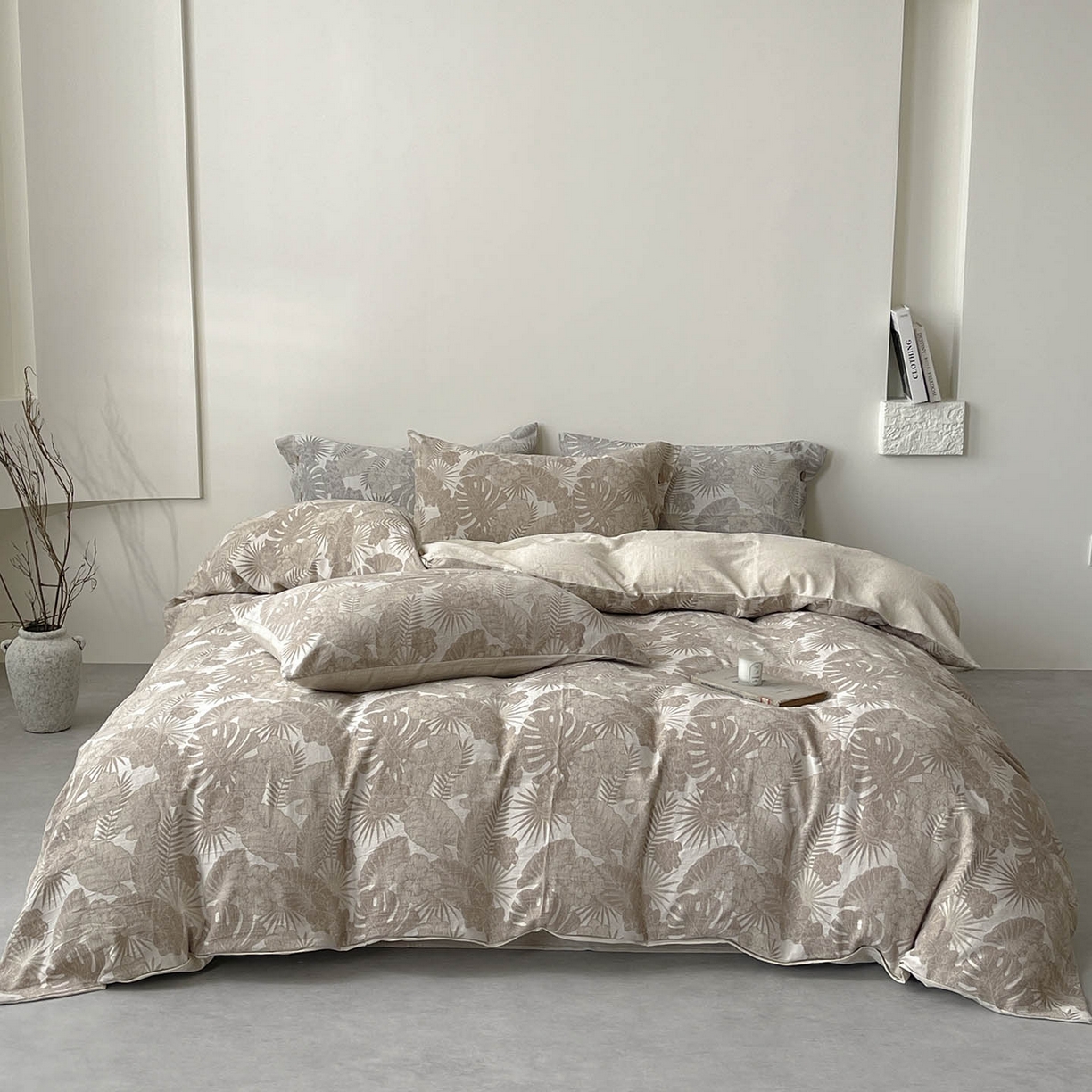 91家纺网 家纺一手货源 找家纺 （总） 2025新款秋冬新款色织提花棉麻四件套纯棉全棉复古风素色亚麻高级感工艺款床上用品