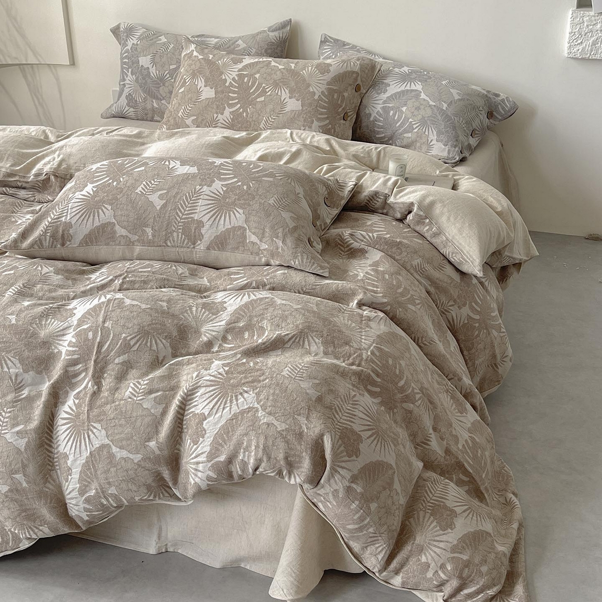 91家纺网 家纺一手货源 找家纺 （总） 2025新款秋冬新款色织提花棉麻四件套纯棉全棉复古风素色亚麻高级感工艺款床上用品