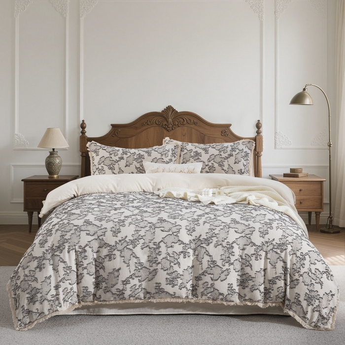 91家纺网 家纺一手货源 找家纺 （总）鲁爱家纺供货 2025新款AB版棉麻剪绣四件套