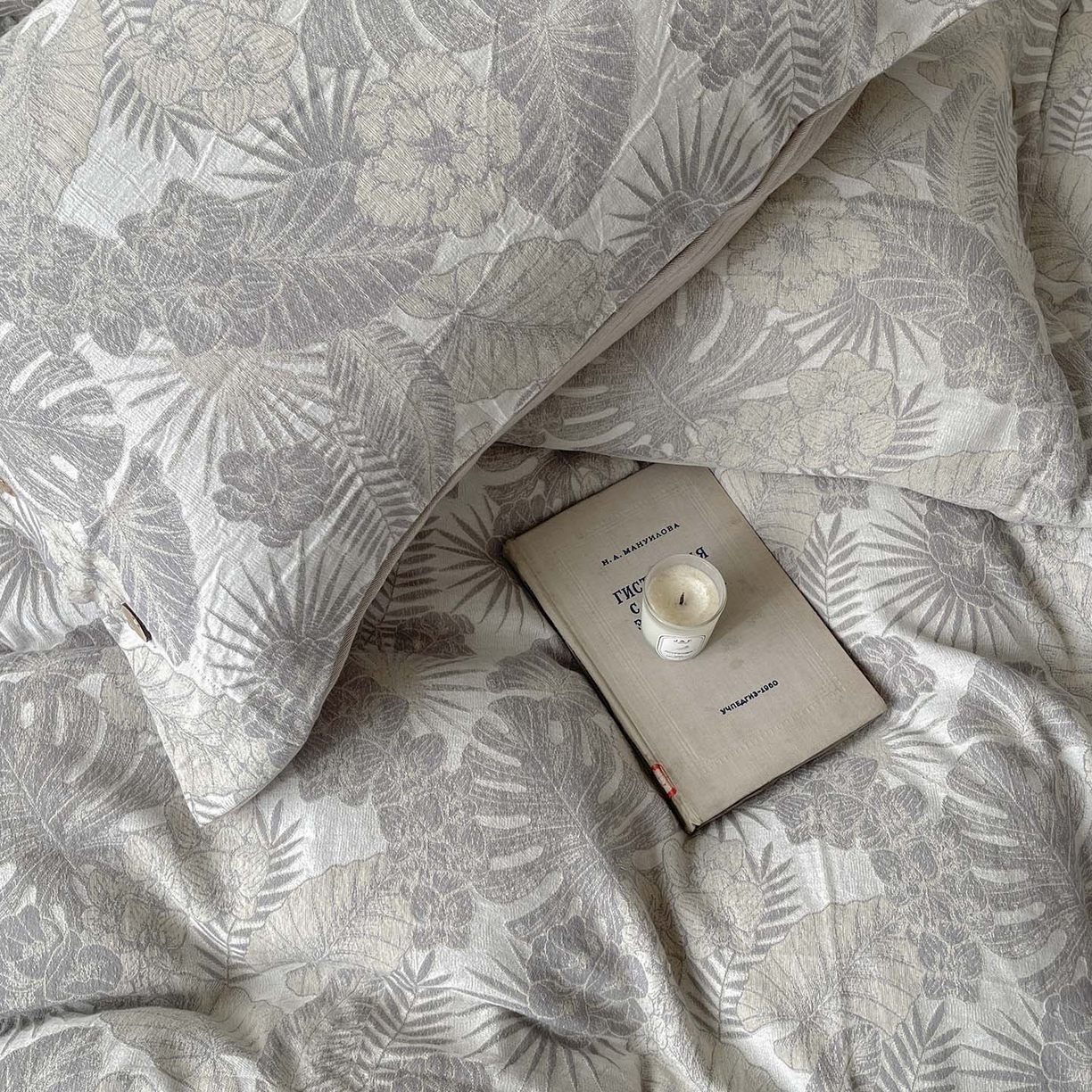 91家纺网 家纺一手货源 找家纺  2025新款秋冬新款色织提花棉麻四件套纯棉全棉复古风素色亚麻高级感工艺款床上用品 茉宜-灰