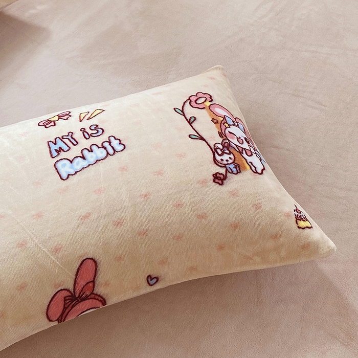 91家纺网 家纺一手货源 找家纺 YYDS网供  2025新款ins风牛奶绒四件套萌趣卡通三件套花卉单被套秋冬软fufu防静电 美乐蒂萌