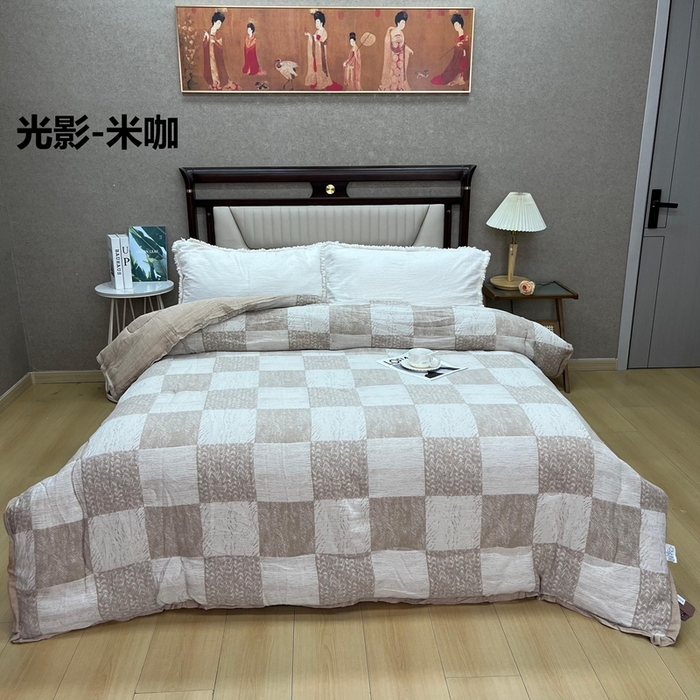 91家纺网 家纺一手货源 找家纺 （总）鲁爱家纺供货 2025新款棉麻色织提花秋冬被