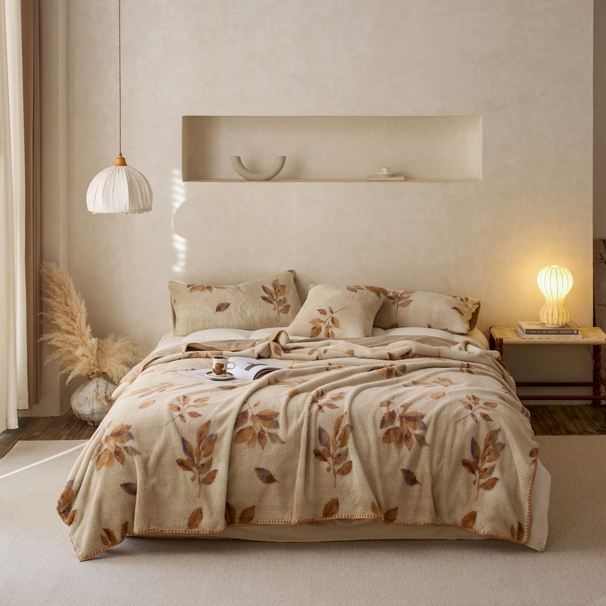 91家纺网 家纺一手货源 找家纺 宜代光年 2025新款小米貂印花复合绒毯毯子-系列一 绒毯-秋华