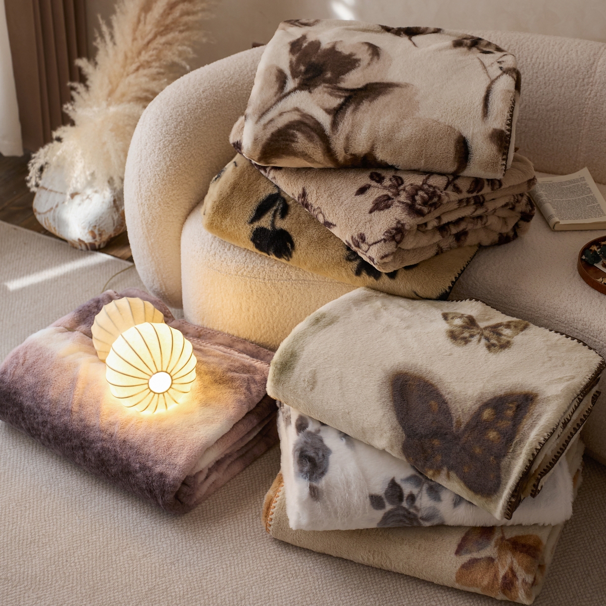 91家纺网 家纺一手货源 找家纺 宜代光年 2025新款小米貂印花复合绒毯毯子-系列一 组合