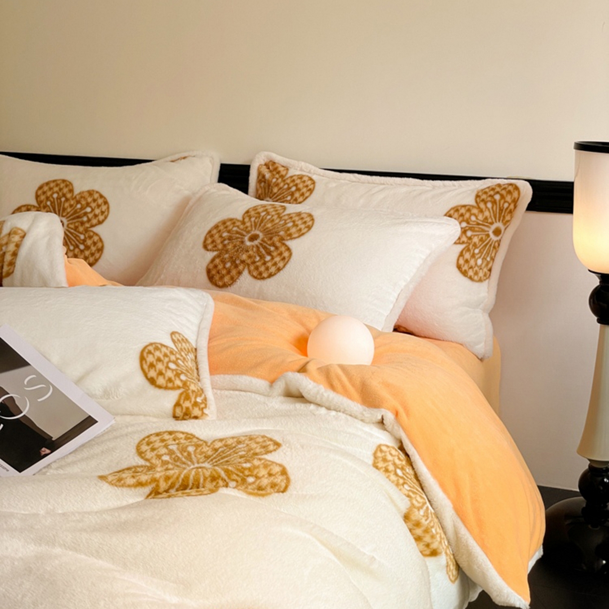 91家纺网 家纺一手货源 找家纺 宜代光年 2025新款小米貂兔绒印花牛奶绒保暖四件套 太阳花