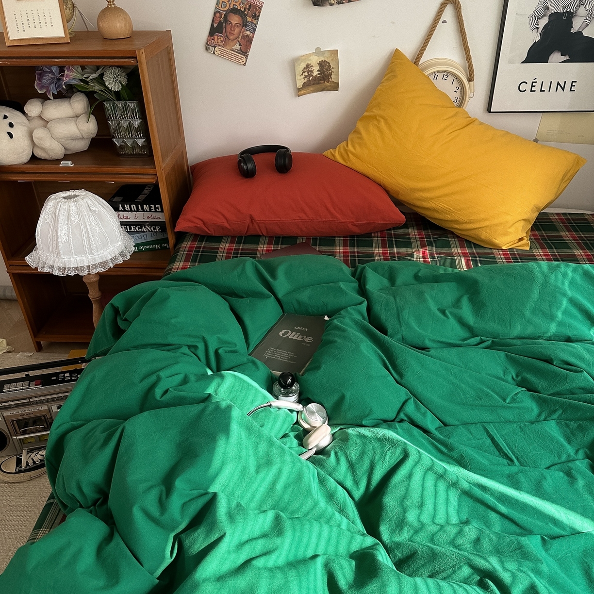 91家纺网 家纺一手货源 找家纺 （总）对白 2025新款全棉色织水洗棉四件套-夏尔木屋【提供买家秀】