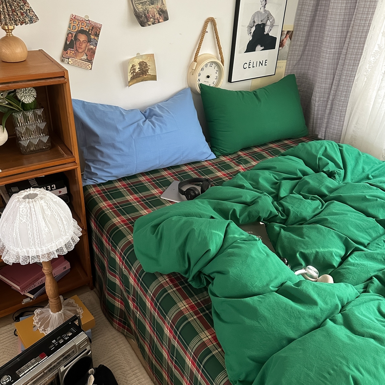 91家纺网 家纺一手货源 找家纺 （总）对白 2025新款全棉色织水洗棉四件套-夏尔木屋【提供买家秀】