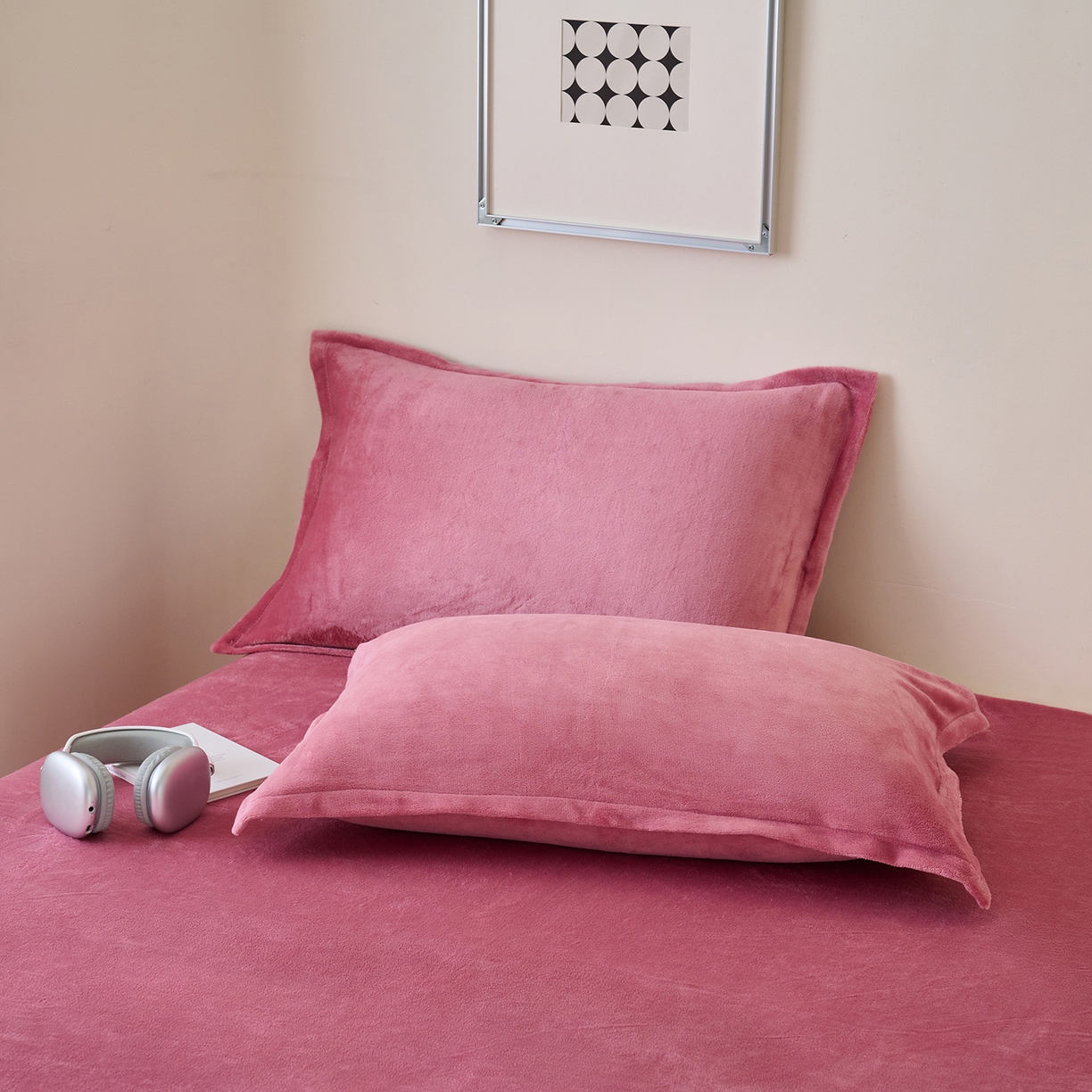 简爱家纺 2025新款高克重牛奶绒枕套 豆沙