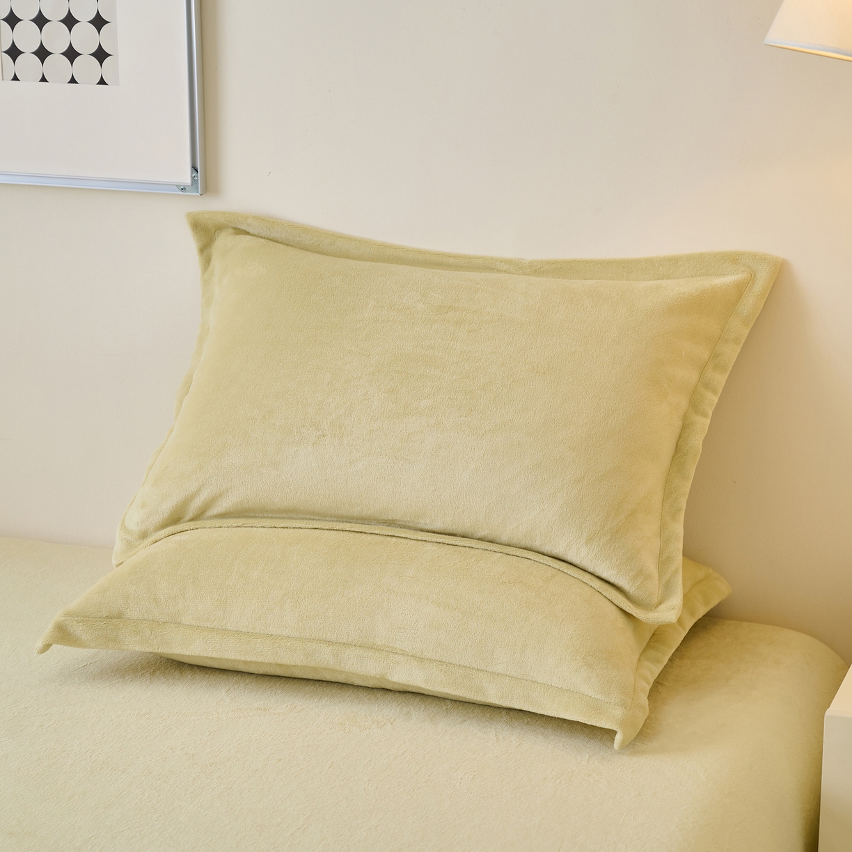 91家纺网 家纺一手货源 找家纺 简爱家纺 2025新款高克重牛奶绒枕套 橄榄绿