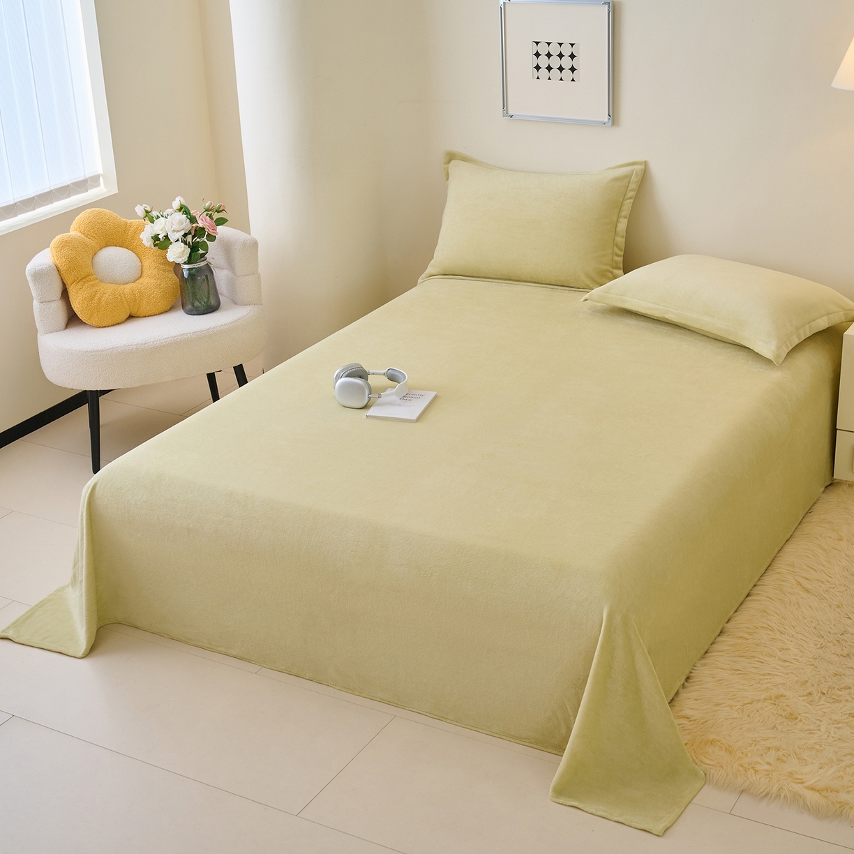 91家纺网 家纺一手货源 找家纺 简爱家纺 2025新款高克重牛奶绒枕套 橄榄绿