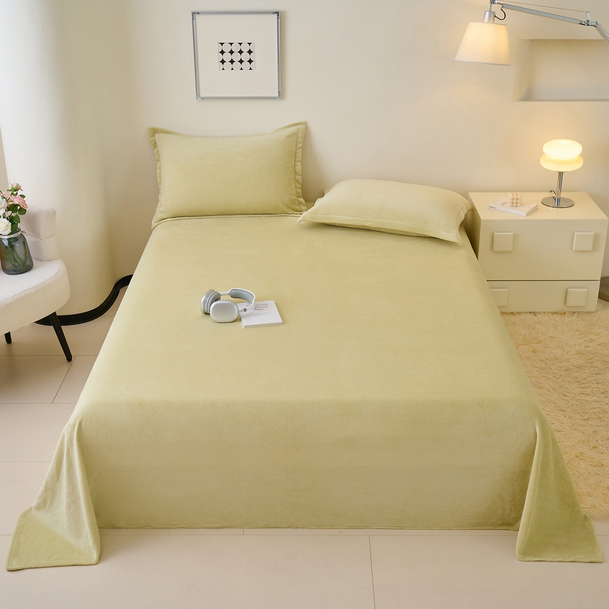 91家纺网 家纺一手货源 找家纺 简爱家纺 2025新款高克重牛奶绒枕套 橄榄绿